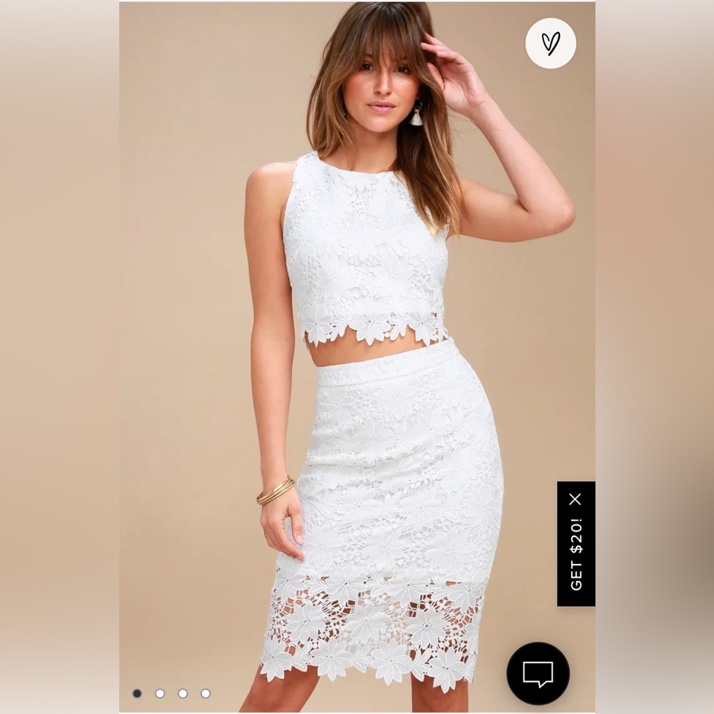 Lulu’s Look at Me Wow White Lace Two-Piece Dress